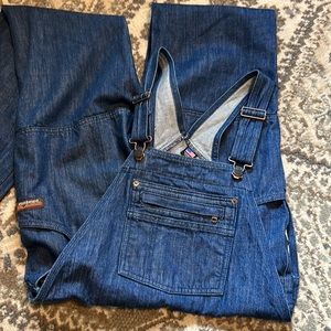 Patagonia steel forge denim bib overalls women size XS